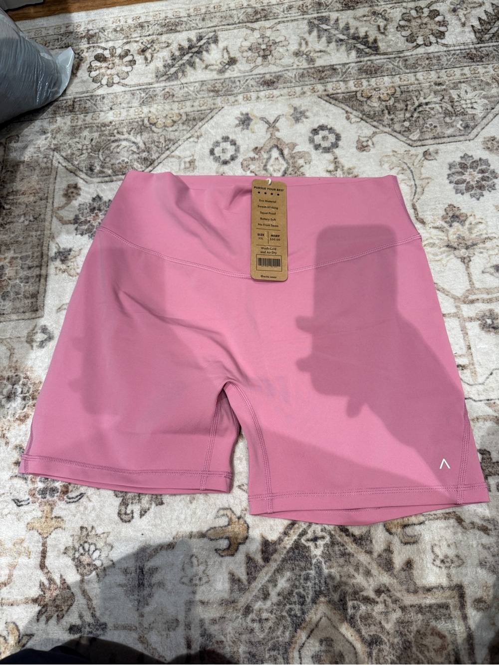 High-Rise Pink Bike Shorts with Wide Waistband